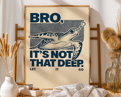 Bro Turtle Art Print | Funny Chill Life Decor wall art print, modern home decor, unframed artwork by Nomad & Nest