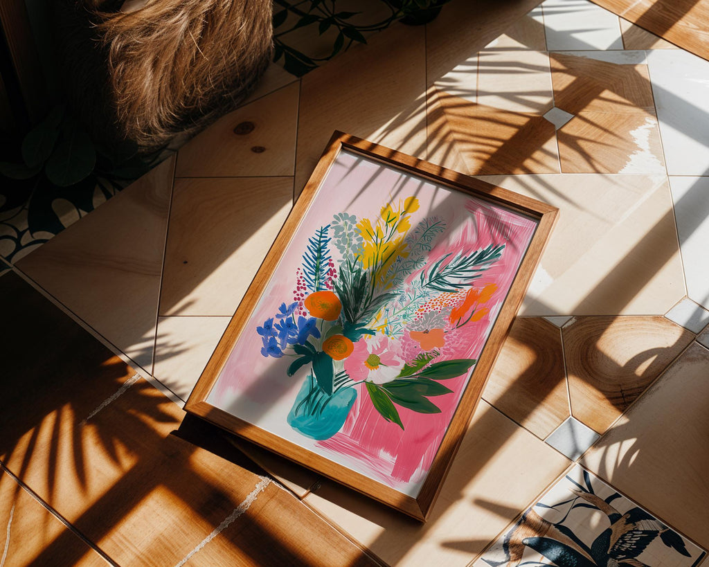 Modern Pop Art | Botanical Vase Painting | Colourful Floral Print, Modern wall art print, modern home decor, unframed artwork by Nomad & Nest