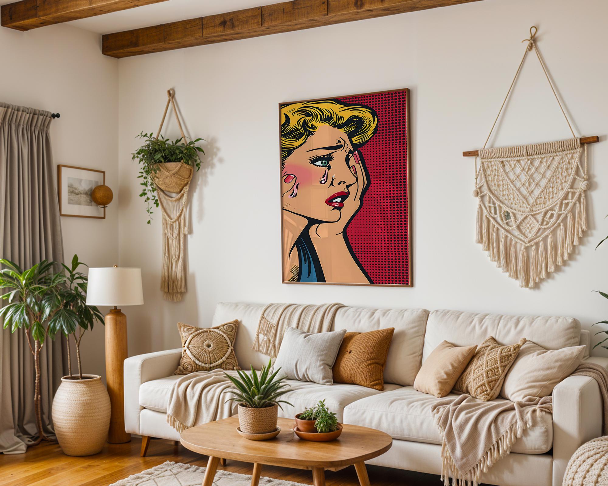 Modern Pop Art | Crying Woman  Print | Vintage Comic Book Style wall art print, modern home decor, unframed artwork by Nomad & Nest