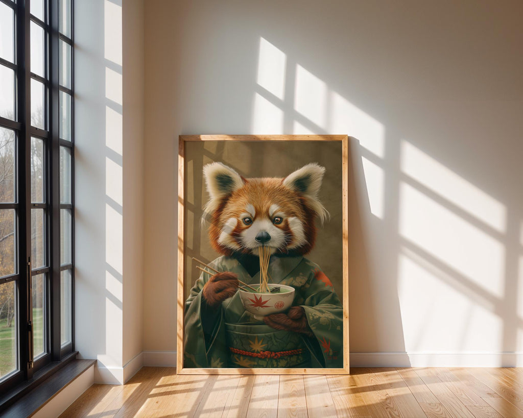 Red Panda Ramen Art Print | Kimono Animal Wall Decor wall art print, modern home decor, unframed artwork by Nomad & Nest