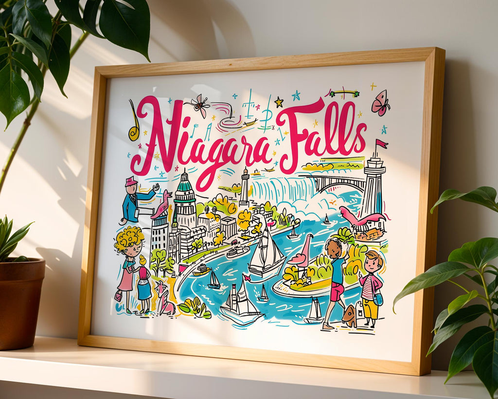 Niagara Falls Art Print | Canada USA Travel Poster wall art print, modern home decor, unframed artwork by Nomad & Nest