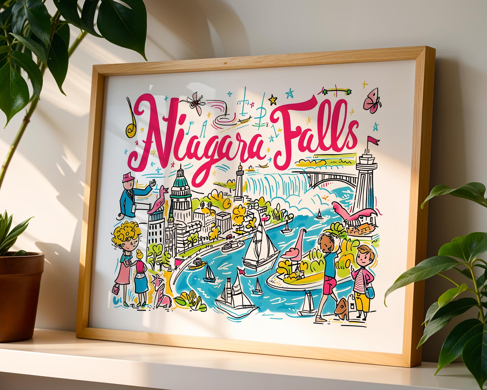 Niagara Falls Art Print | Canada USA Travel Poster wall art print, modern home decor, unframed artwork by Nomad & Nest
