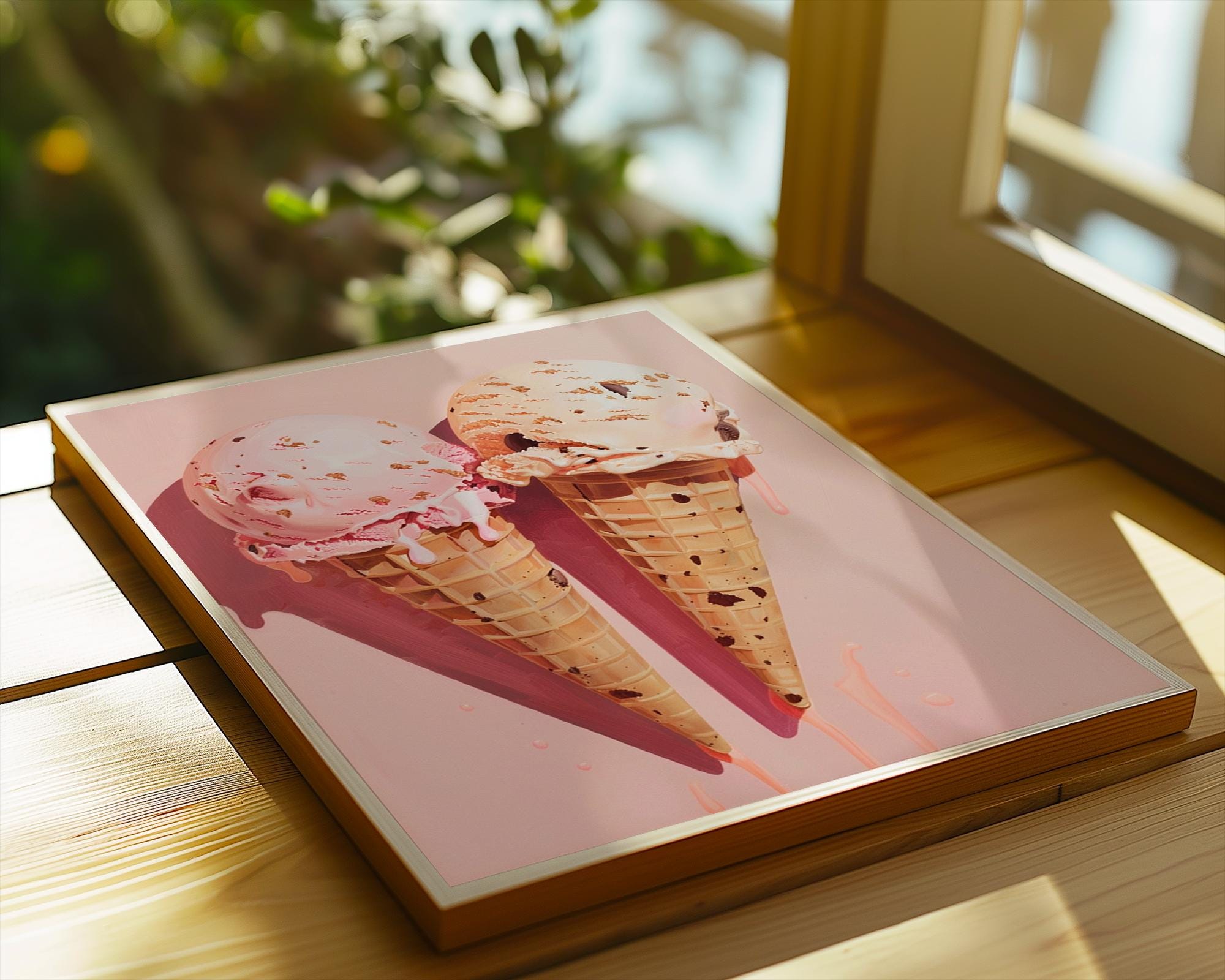 Colourful Prints | Ice Cream Cone Print | Retro Summer Kitchen Wall Art wall art print, modern home decor, unframed artwork by Nomad & Nest