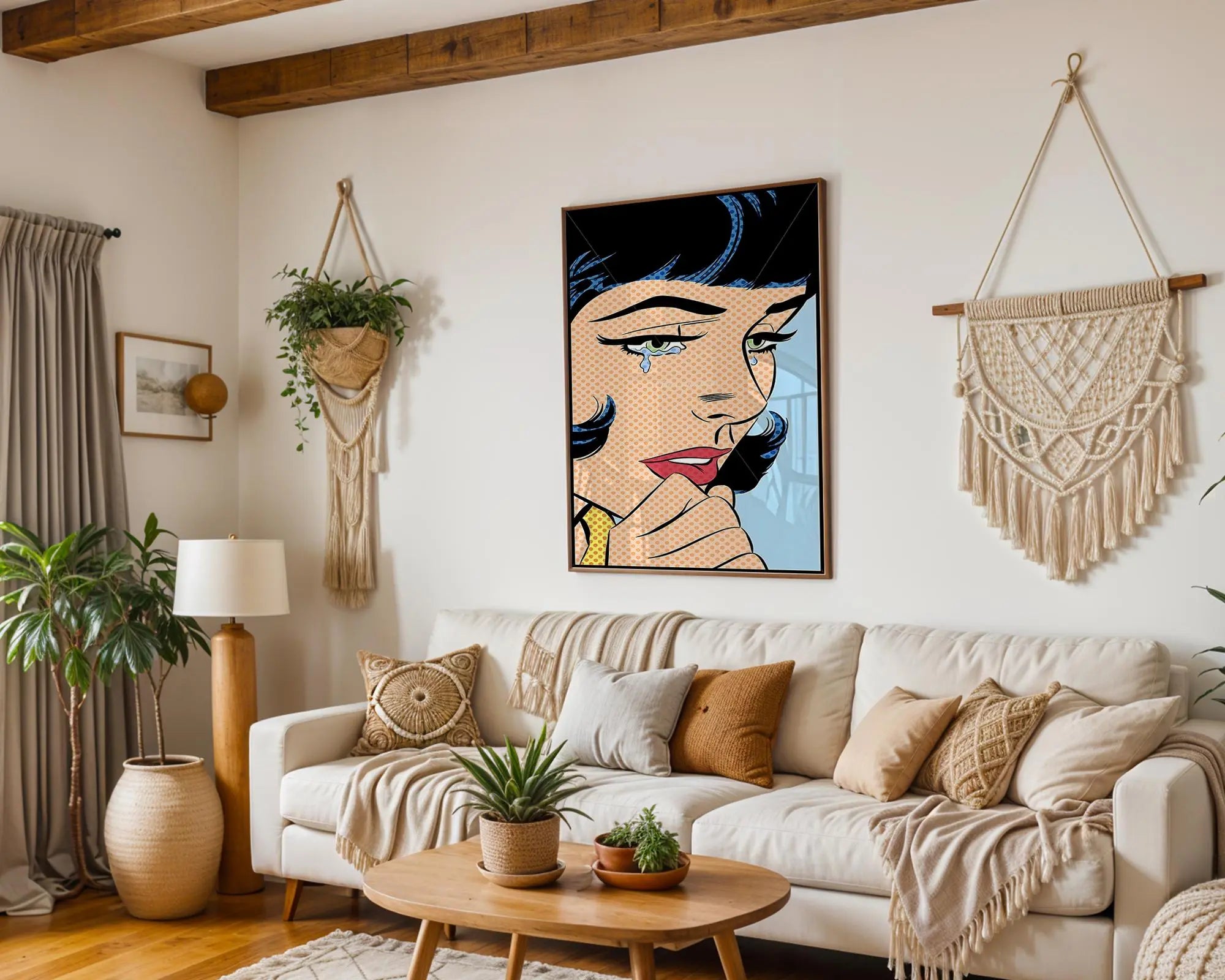 Modern Pop Art | Crying Woman  Print | Retro Comic Book Style  Decor wall art print, modern home decor, unframed artwork by Nomad & Nest