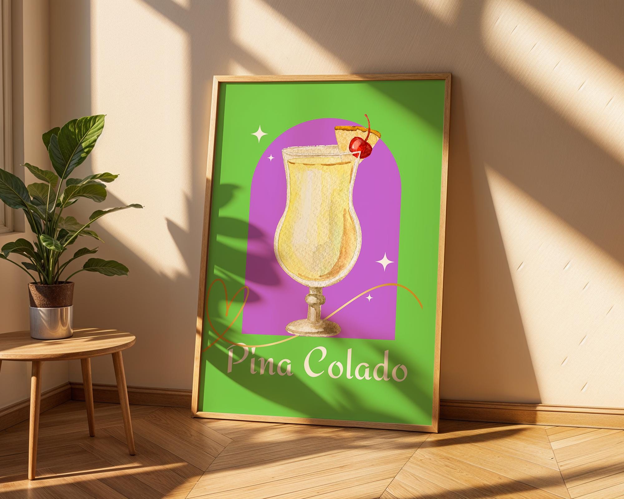 Pina Colada Cocktail Art Print | Colorful Tropical Bar Decor wall art print, modern home decor, unframed artwork by Nomad & Nest