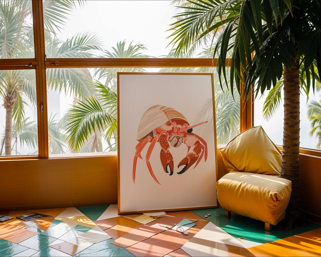 Hermit Crab Wall Art | Coastal Print, Marine Life Poster wall art print, modern home decor, unframed artwork by Nomad & Nest
