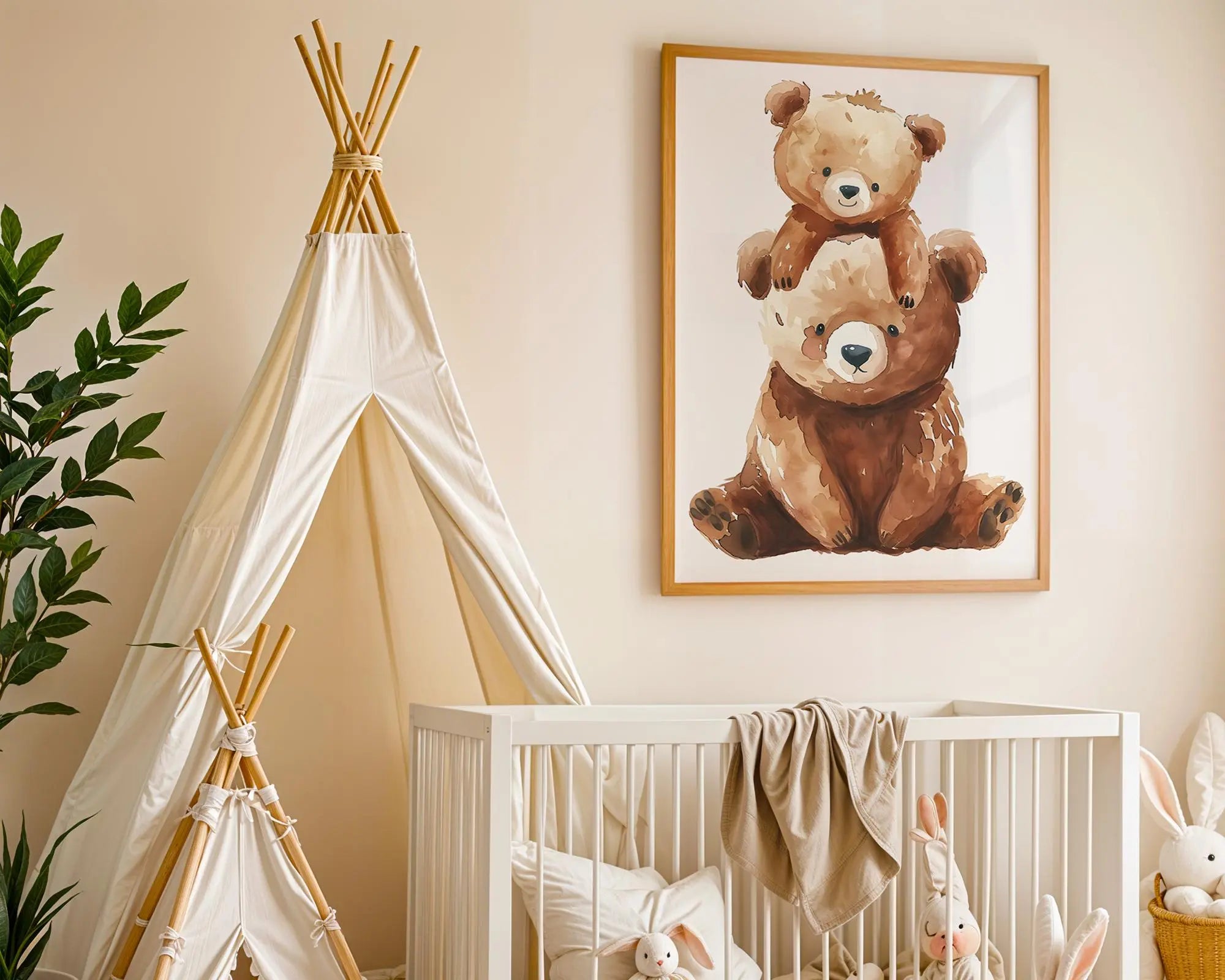 Playroom Ideas | Stacked Bears Nursery Wall Art | Watercolour Woodland Family wall art print, modern home decor, unframed artwork by Nomad & Nest