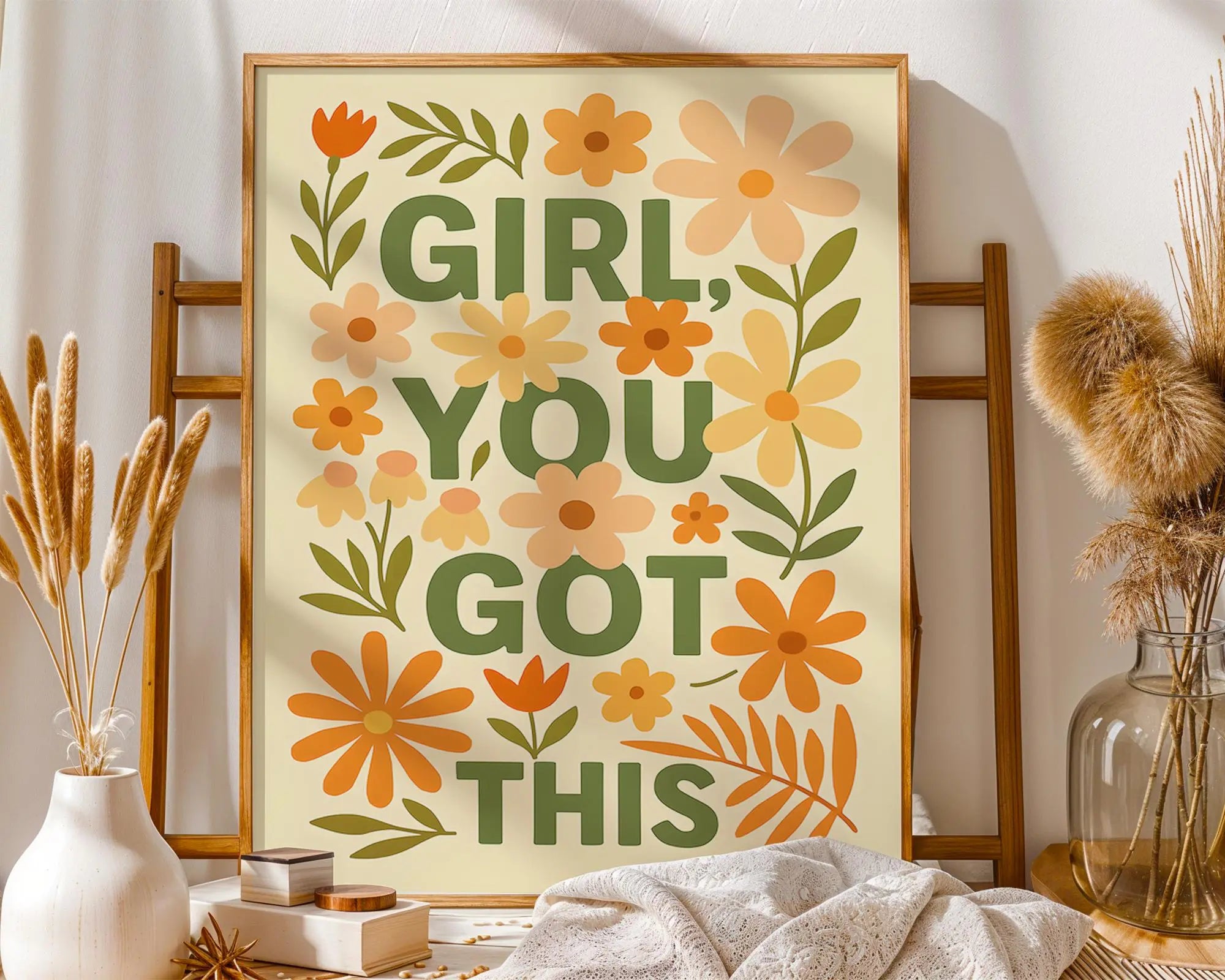 Girl, You Got This Floral Art Print, Motivational Decor wall art print, modern home decor, unframed artwork by Nomad & Nest