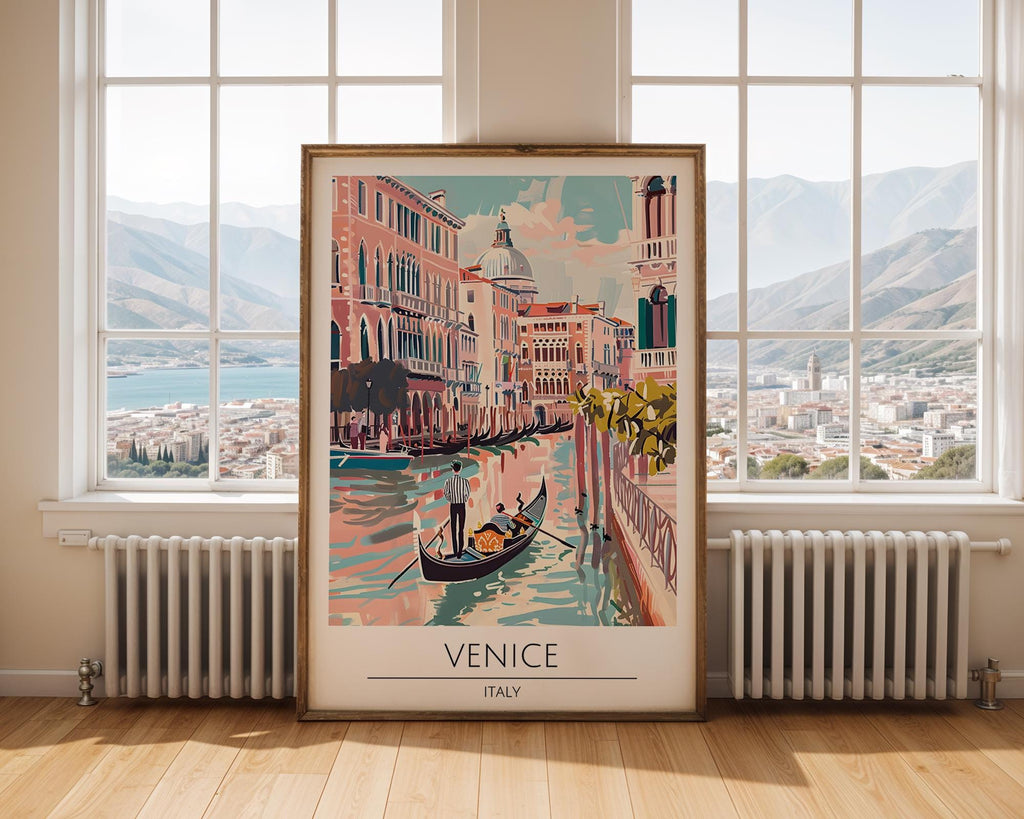 Venice Italy Travel Poster | Gondola Cityscape Art Print wall art print, modern home decor, unframed artwork by Nomad & Nest