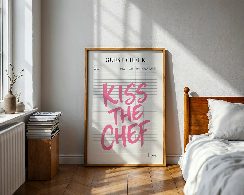 Kiss The Chef Print | Retro Restaurant Wall Art wall art print, modern home decor, unframed artwork by Nomad & Nest