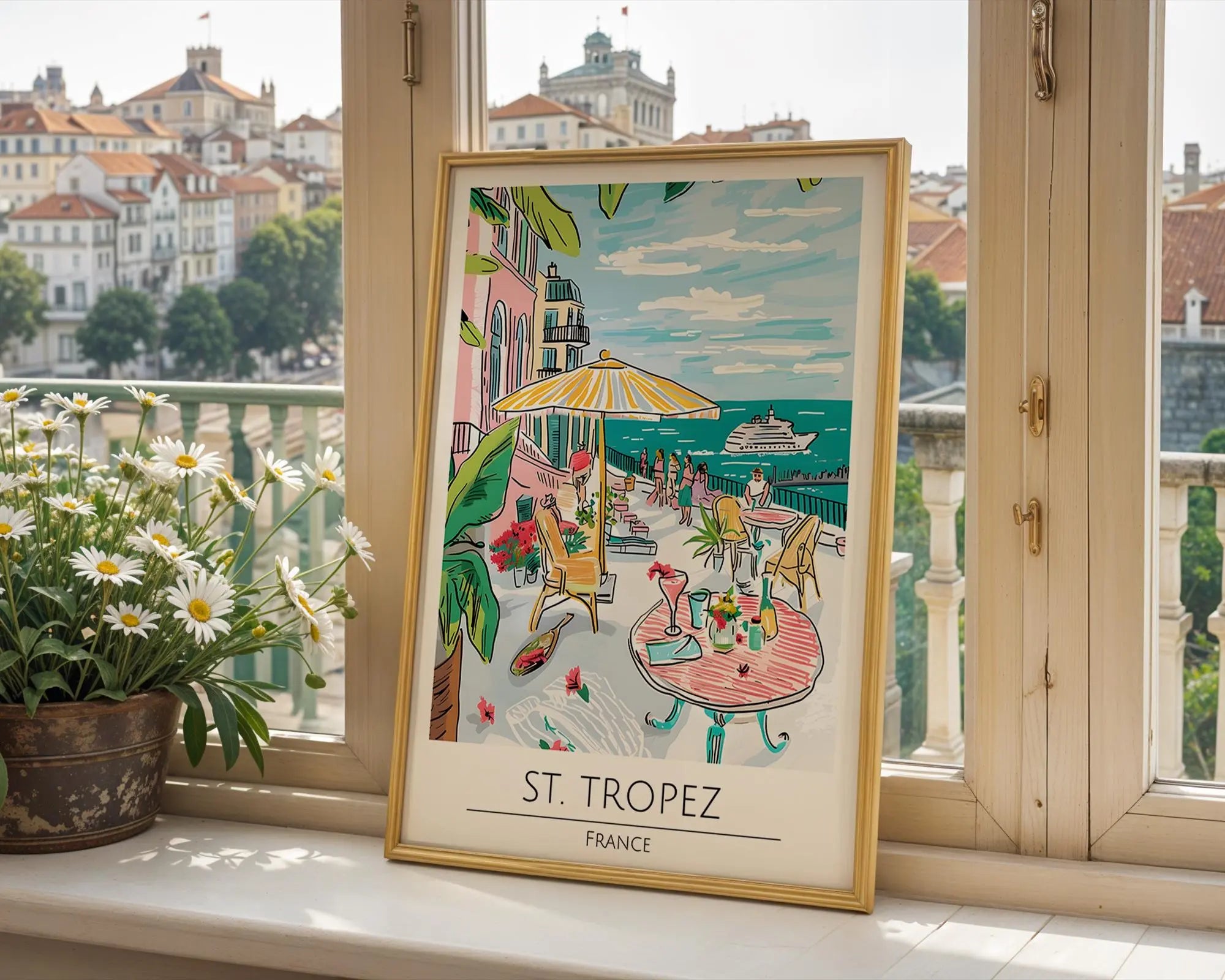St. Tropez Travel Poster | Vintage French Riviera Seaside Art wall art print, modern home decor, unframed artwork by Nomad & Nest
