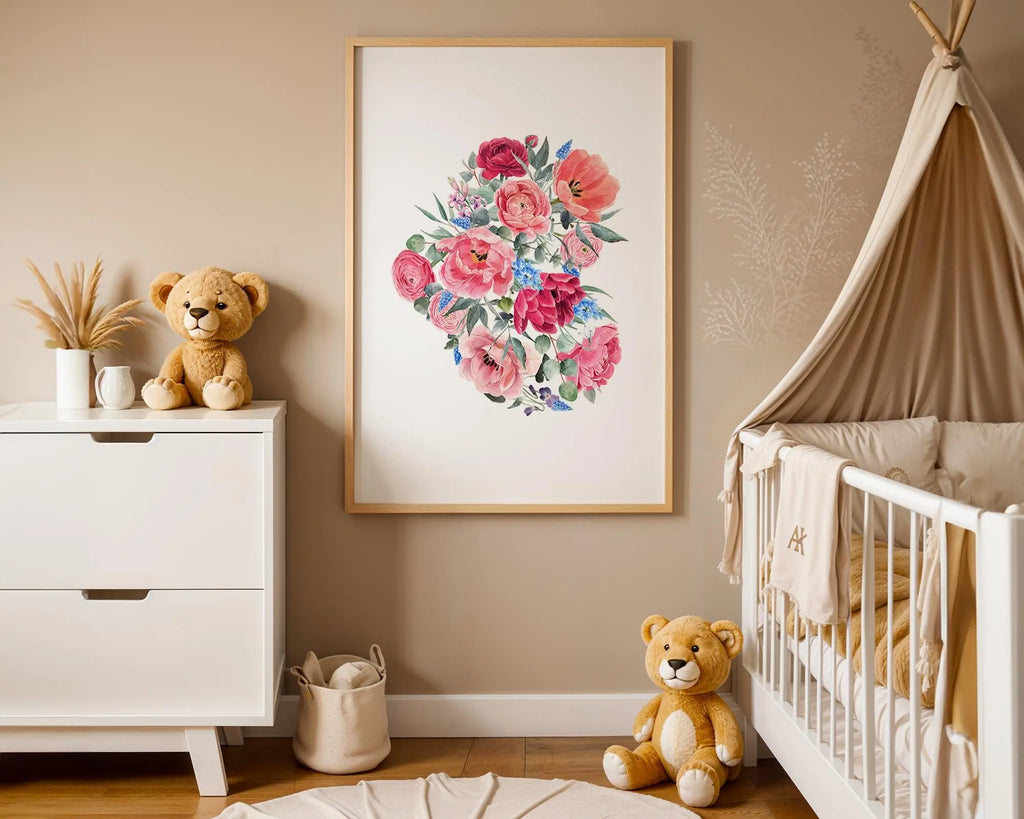 Playroom Ideas | Blush Floral Nursery Wall Art | Botanical Garden Print wall art print, modern home decor, unframed artwork by Nomad & Nest