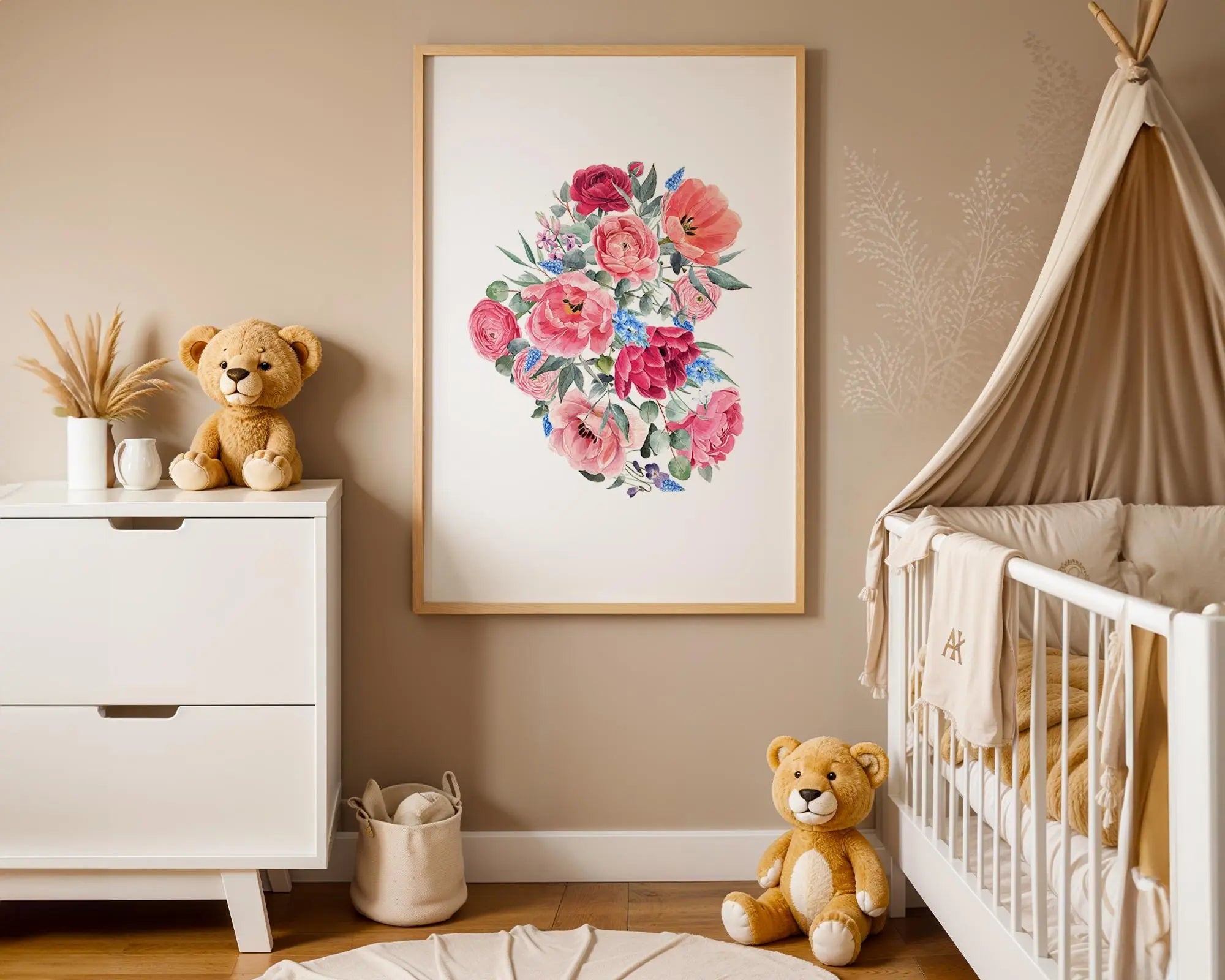 Playroom Ideas | Blush Floral Nursery Wall Art | Botanical Garden Print wall art print, modern home decor, unframed artwork by Nomad & Nest