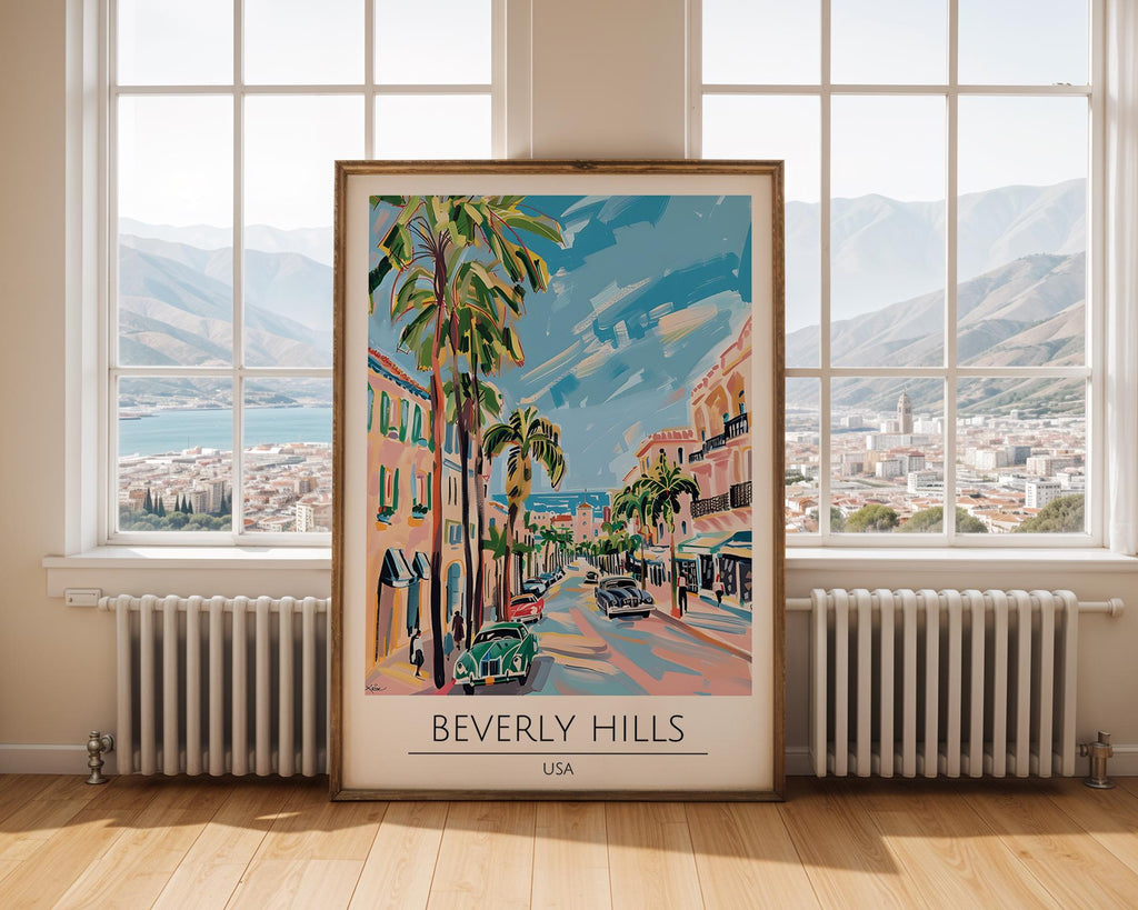 Beverly Hills Travel Poster | Retro Palm Tree Art Print wall art print, modern home decor, unframed artwork by Nomad & Nest