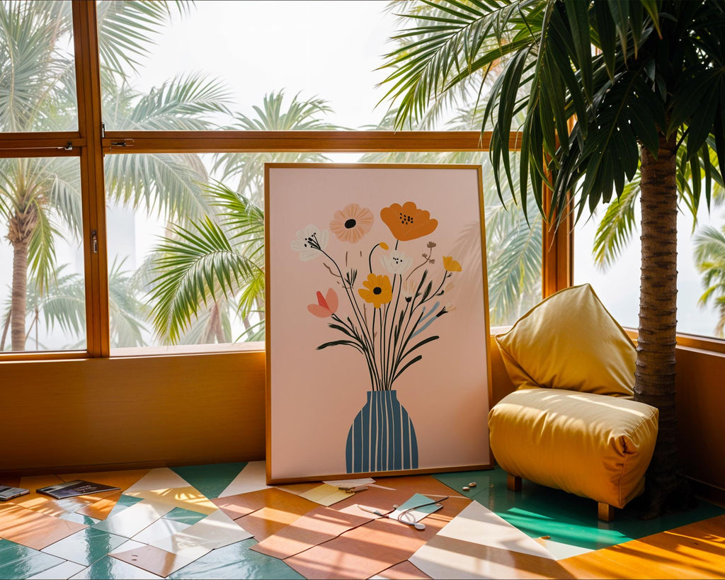 Abstract Floral Bouquet Print | Mid-Century Modern Vase Art wall art print, modern home decor, unframed artwork by Nomad & Nest