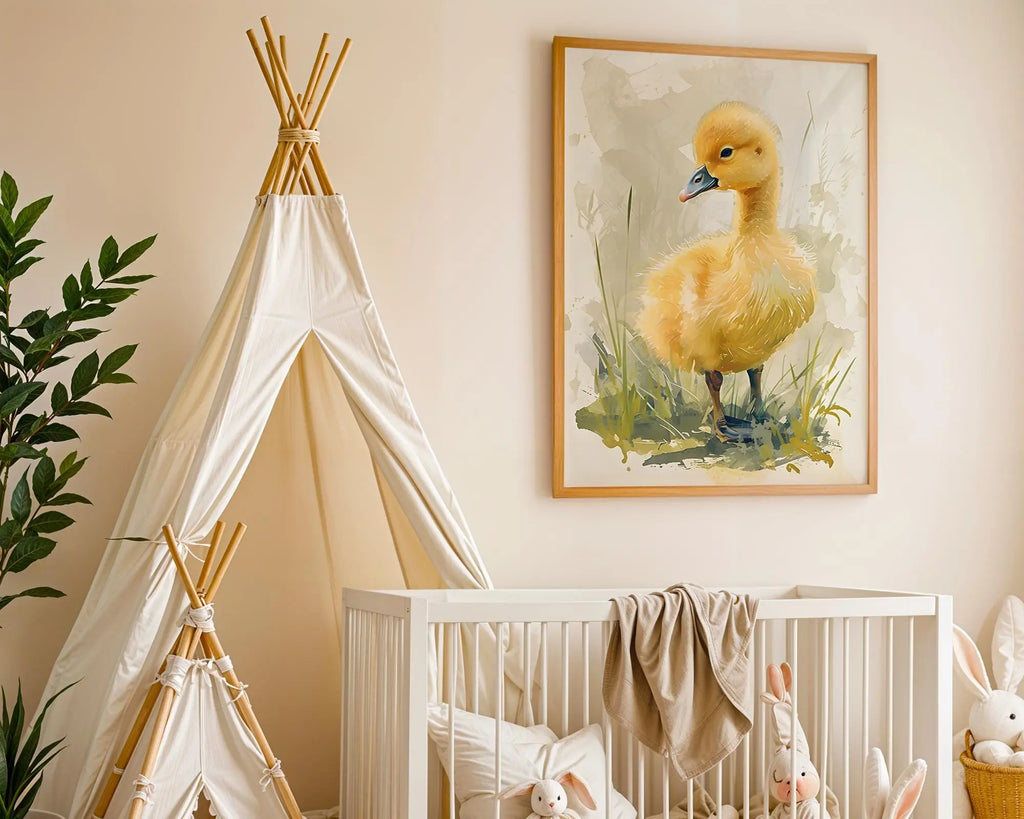 Playroom Ideas | Duckling Nursery Wall Art | Farm Animal Watercolour Print wall art print, modern home decor, unframed artwork by Nomad & Nest