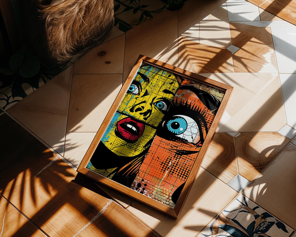 Modern Pop Art | Comic Face Print | Colorful Graffiti wall art print, modern home decor, unframed artwork by Nomad & Nest