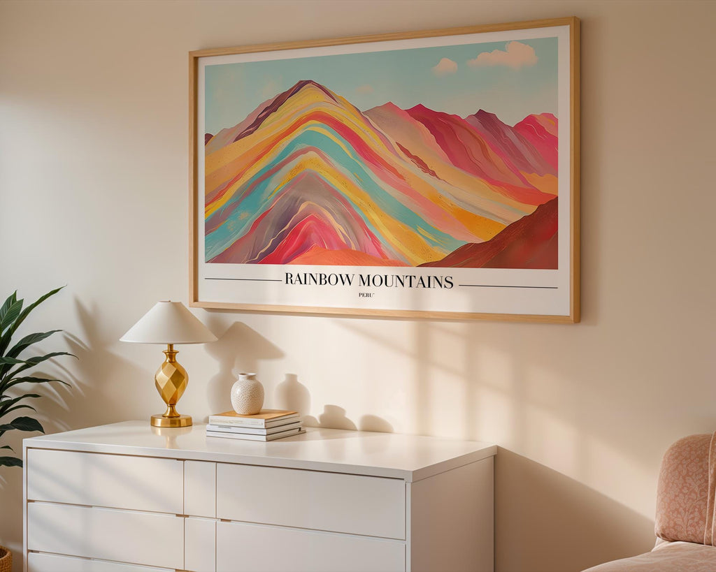 Rainbow Mountains Peru Print | Colorful Travel Poster wall art print, modern home decor, unframed artwork by Nomad & Nest