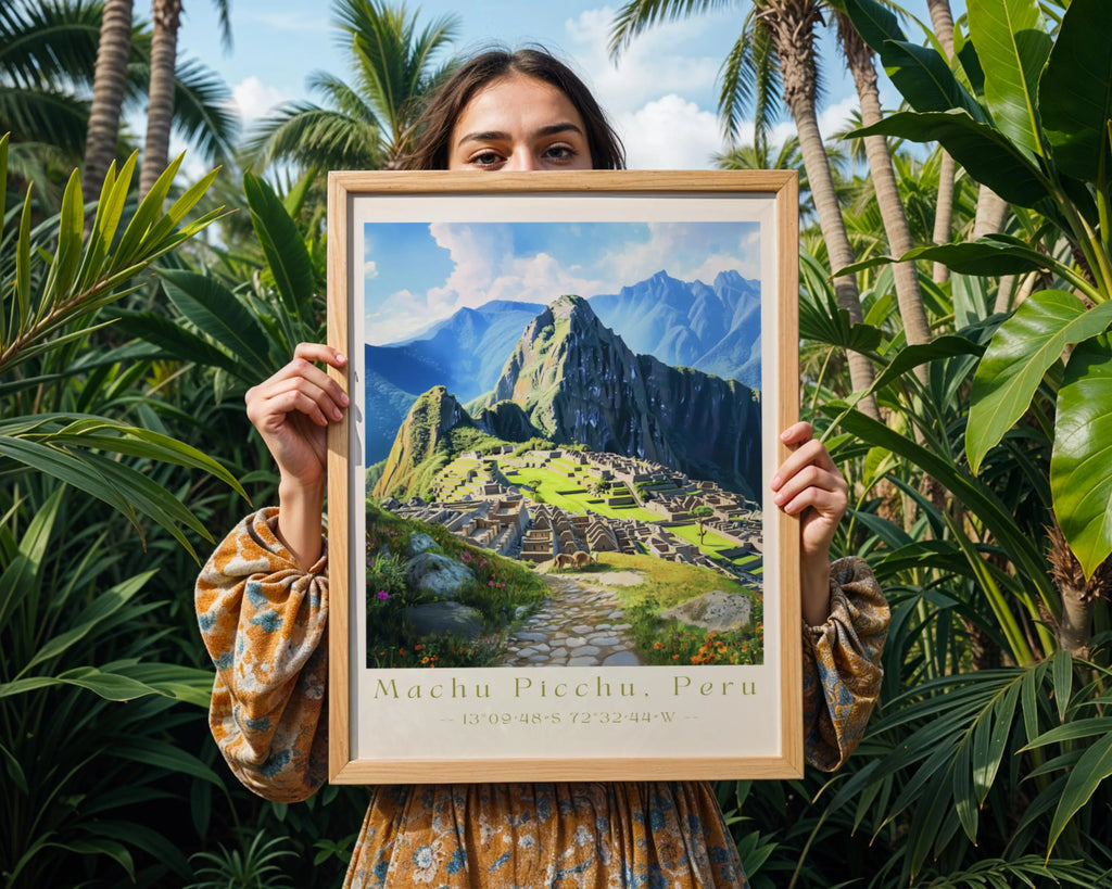 Machu Picchu Travel Poster – Inca Ruins, Mountain Landscape Art Print wall art print, modern home decor, unframed artwork by Nomad & Nest