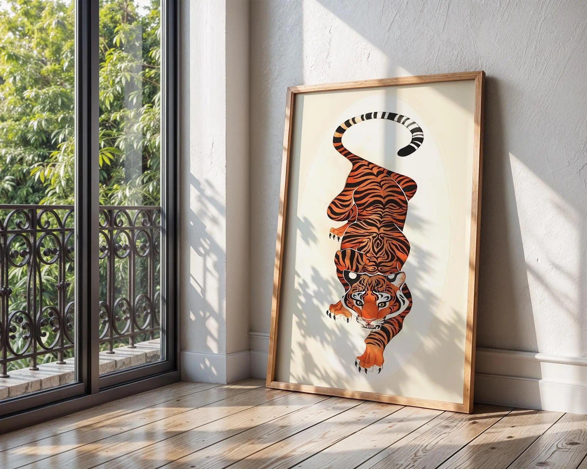 Japanese Tiger Art Print | Vintage Tattoo Style Animal Poster wall art print, modern home decor, unframed artwork by Nomad & Nest