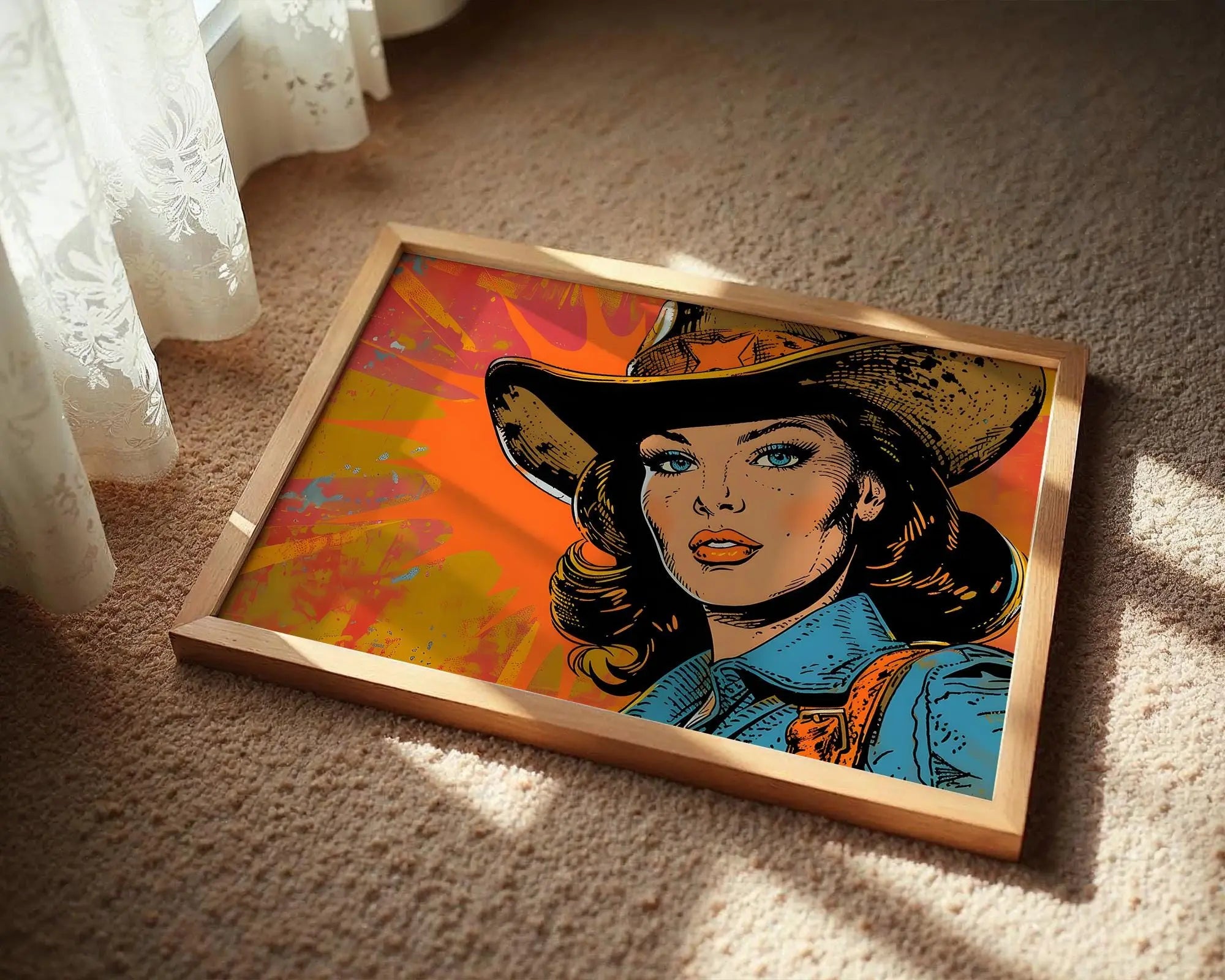 Modern Pop Art | Vintage Cowgirl  Print, Retro Western Home Decor wall art print, modern home decor, unframed artwork by Nomad & Nest