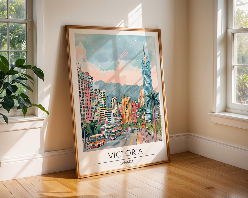 Victoria BC Skyline Art Print | Colorful Canadian City Poster wall art print, modern home decor, unframed artwork by Nomad & Nest