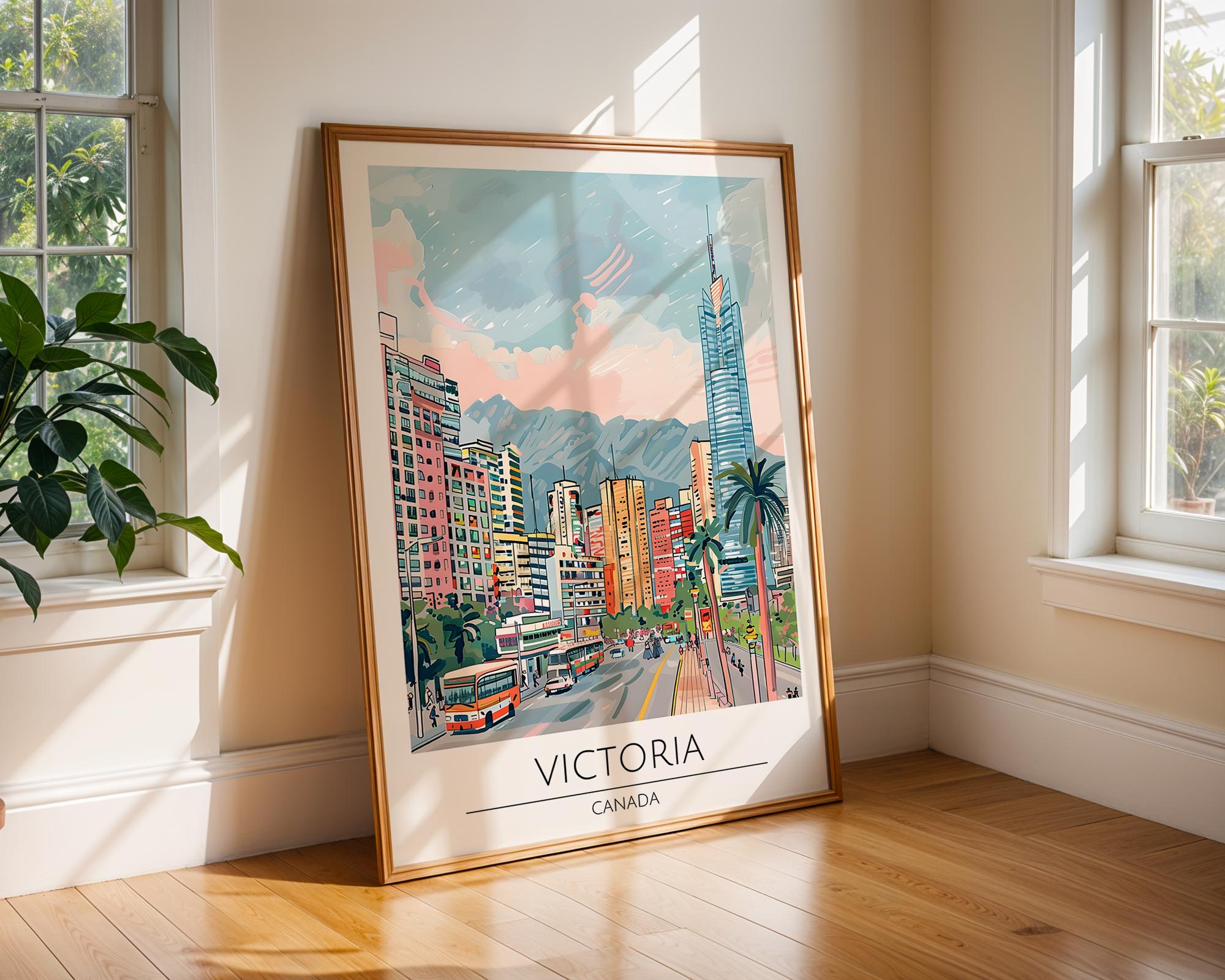 Victoria BC Skyline Art Print | Colorful Canadian City Poster wall art print, modern home decor, unframed artwork by Nomad & Nest