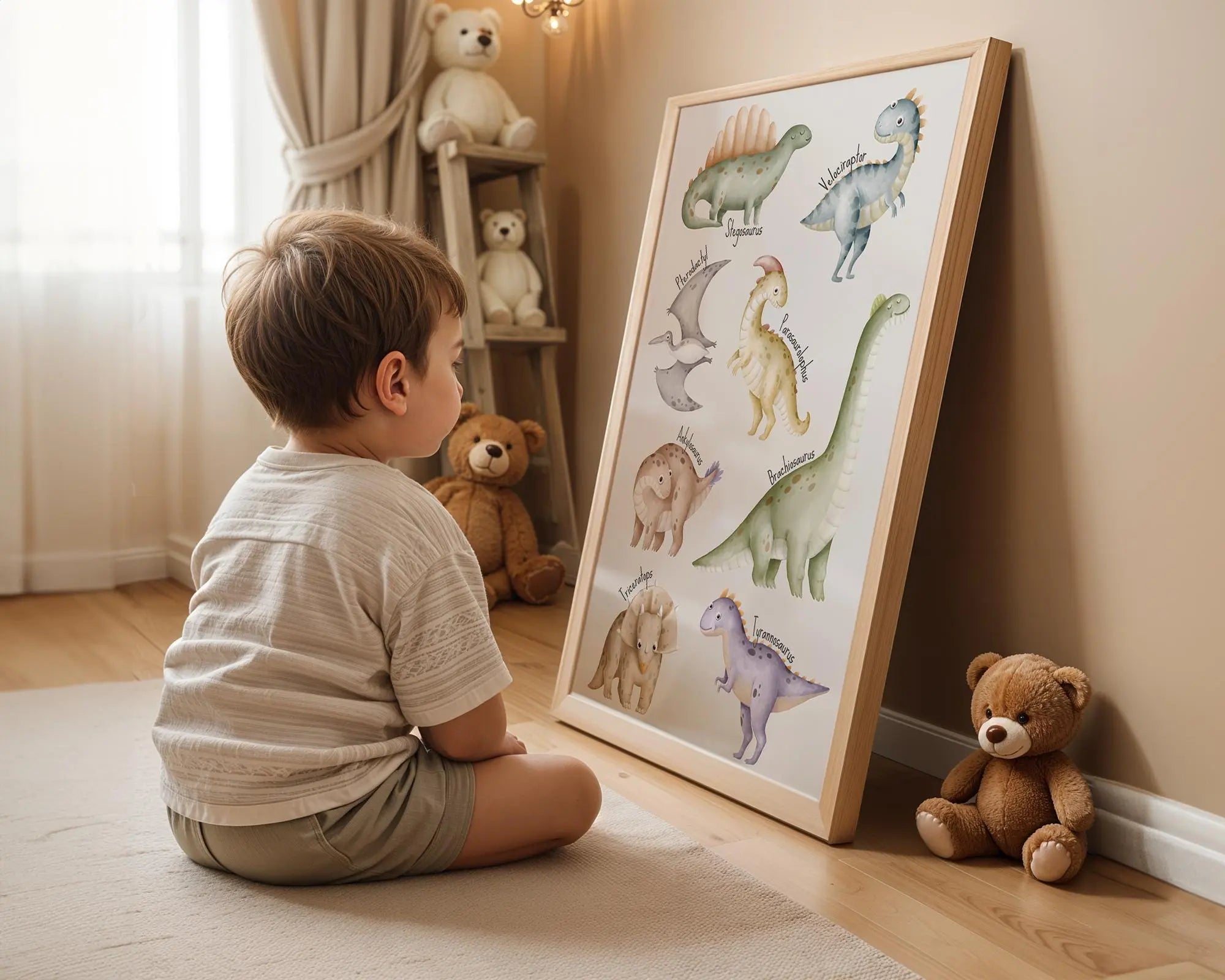 Playroom Ideas | Dinosaur Nursery Print | Fun Prehistoric Wall Art wall art print, modern home decor, unframed artwork by Nomad & Nest