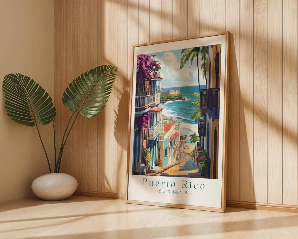 Old San Juan Print – Colorful Caribbean Street Scene Travel Poster wall art print, modern home decor, unframed artwork by Nomad & Nest