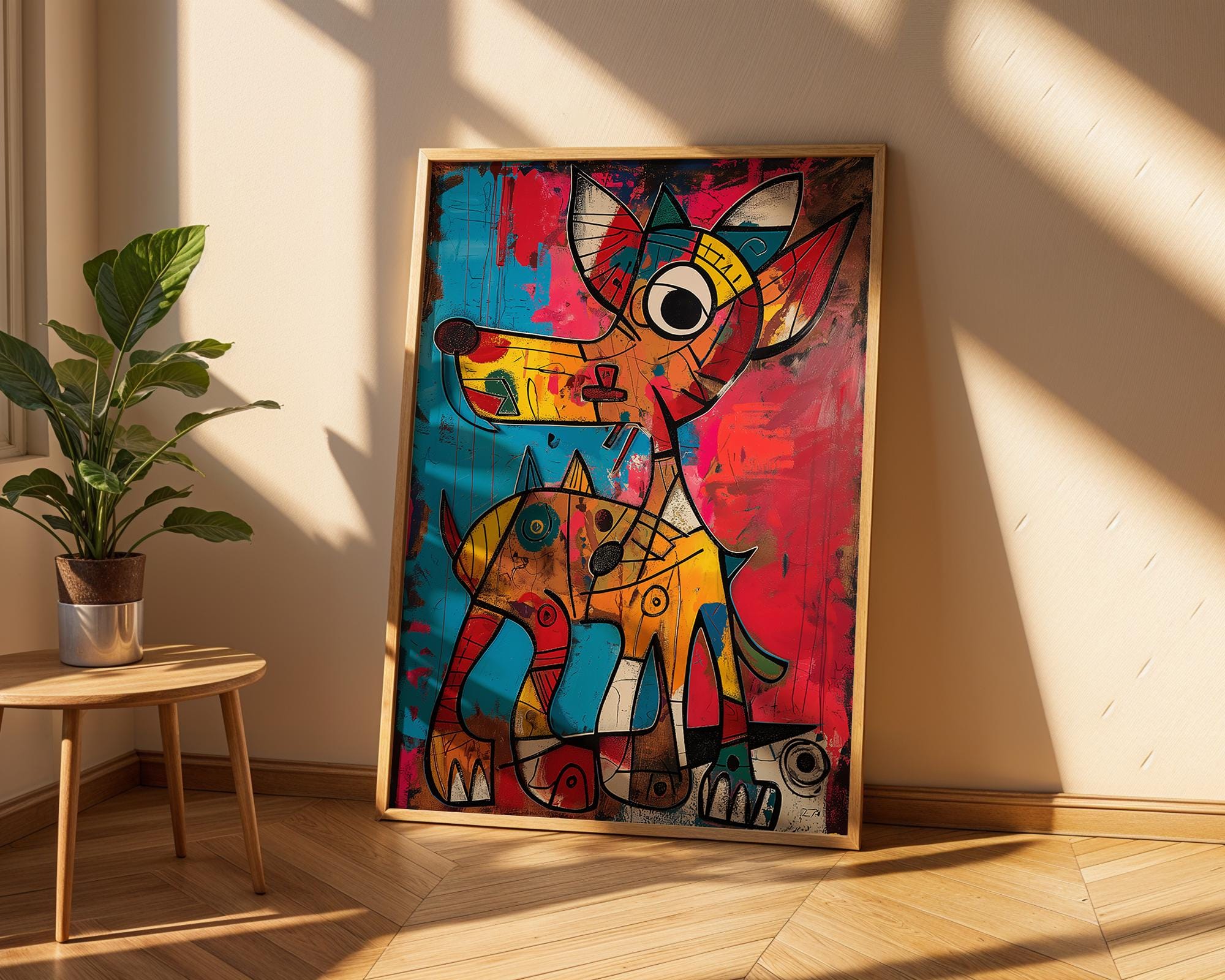 Abstract Dog Art Print | Colorful Cubist Animal Illustration wall art print, modern home decor, unframed artwork by Nomad & Nest