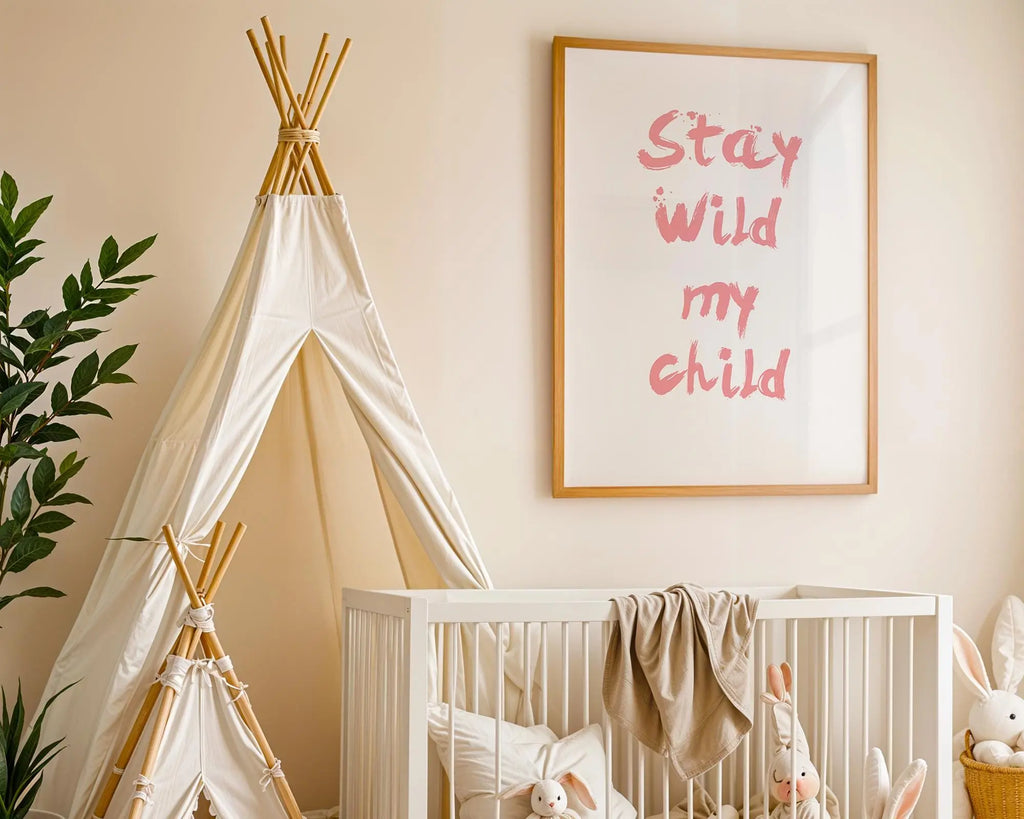 Playroom Ideas | Stay Wild Nursery Wall Art | Boho Typography Baby Print wall art print, modern home decor, unframed artwork by Nomad & Nest