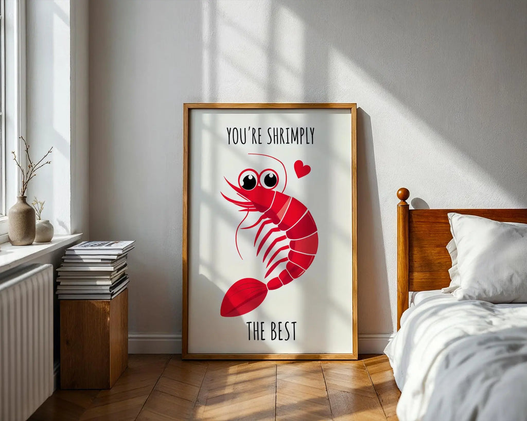 Shrimp Pun Art Print | Funny Seafood Poster, Kitchen Decor wall art print, modern home decor, unframed artwork by Nomad & Nest