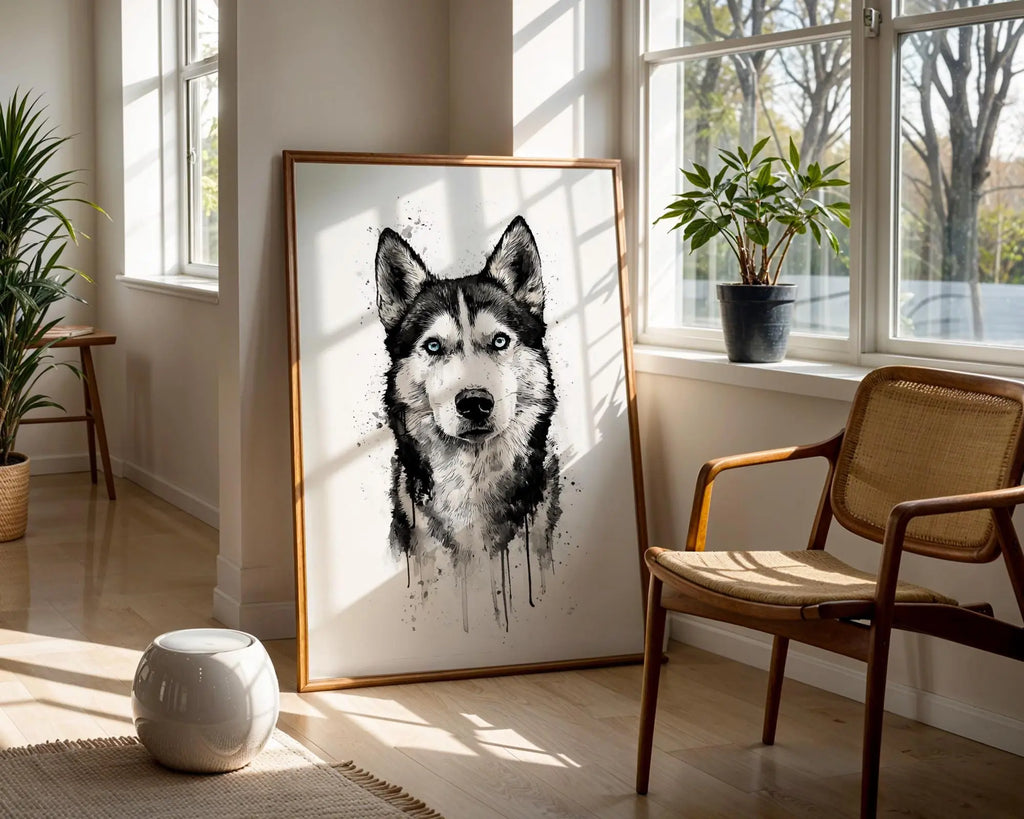 Siberian Husky Watercolour Print | Modern Dog Portrait Art wall art print, modern home decor, unframed artwork by Nomad & Nest