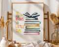 Positive Emotion | Many Books So Little Time Wall Art | Reading Illustration Print wall art print, modern home decor, unframed artwork by Nomad & Nest