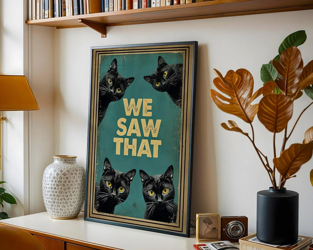 Funny Black Cat Poster | Judgmental Cats Retro Wall Art wall art print, modern home decor, unframed artwork by Nomad & Nest