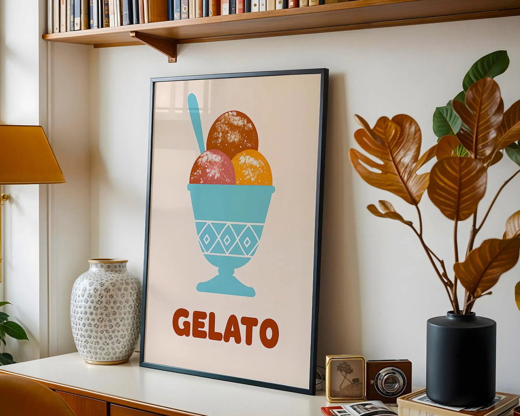 Gelato Art Print | Italian Dessert Illustration, Kitchen Decor wall art print, modern home decor, unframed artwork by Nomad & Nest