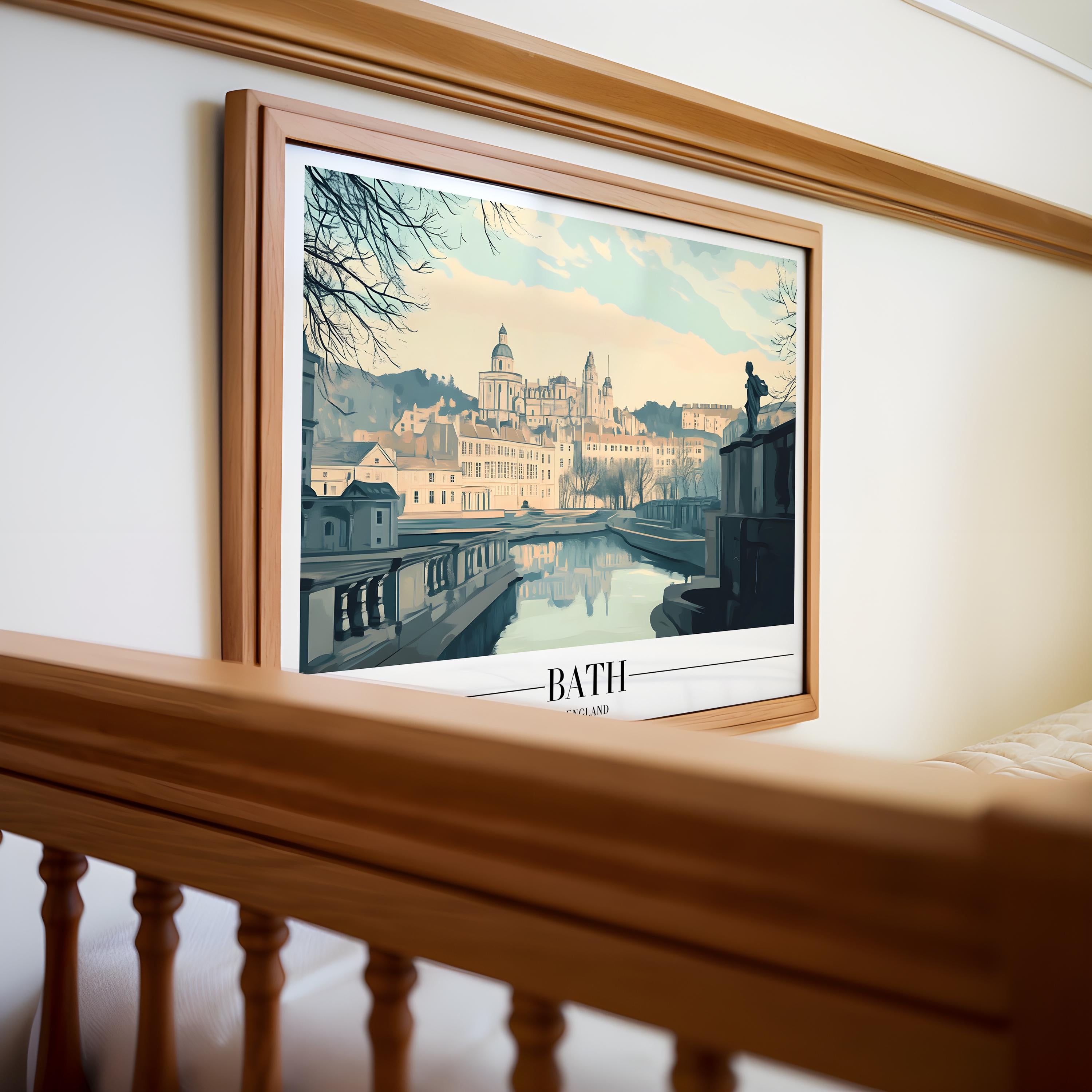 Bath England Travel Poster | Vintage UK Cityscape Art Print wall art print, modern home decor, unframed artwork by Nomad & Nest