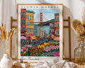 San Francisco Flower Market Art Print | California Cityscape Travel Poster wall art print, modern home decor, unframed artwork by Nomad & Nest
