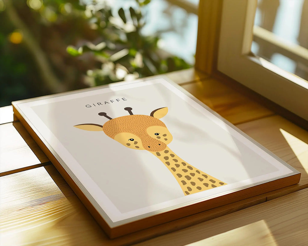 Giraffe Nursery Print | Scandinavian Kids Room Animal Poster wall art print, modern home decor, unframed artwork by Nomad & Nest