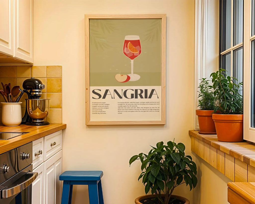 Sangria Recipe Art Print • Refreshing Summer Cocktail Poster wall art print, modern home decor, unframed artwork by Nomad & Nest