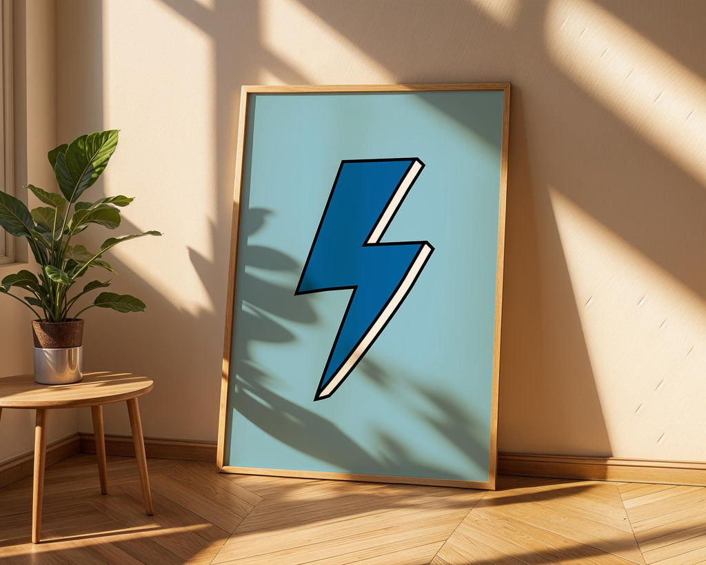 Blue Lightning Bolt Print | Trendy Pop Art Poster wall art print, modern home decor, unframed artwork by Nomad & Nest