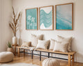 Colourful Prints | Coastal Palm Tree Print Set Ocean Waves, Boho Beach House Art wall art print, modern home decor, unframed artwork by Nomad & Nest