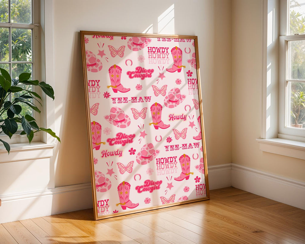 Pink Disco Cowgirl Print | Western Wall Art Poster wall art print, modern home decor, unframed artwork by Nomad & Nest