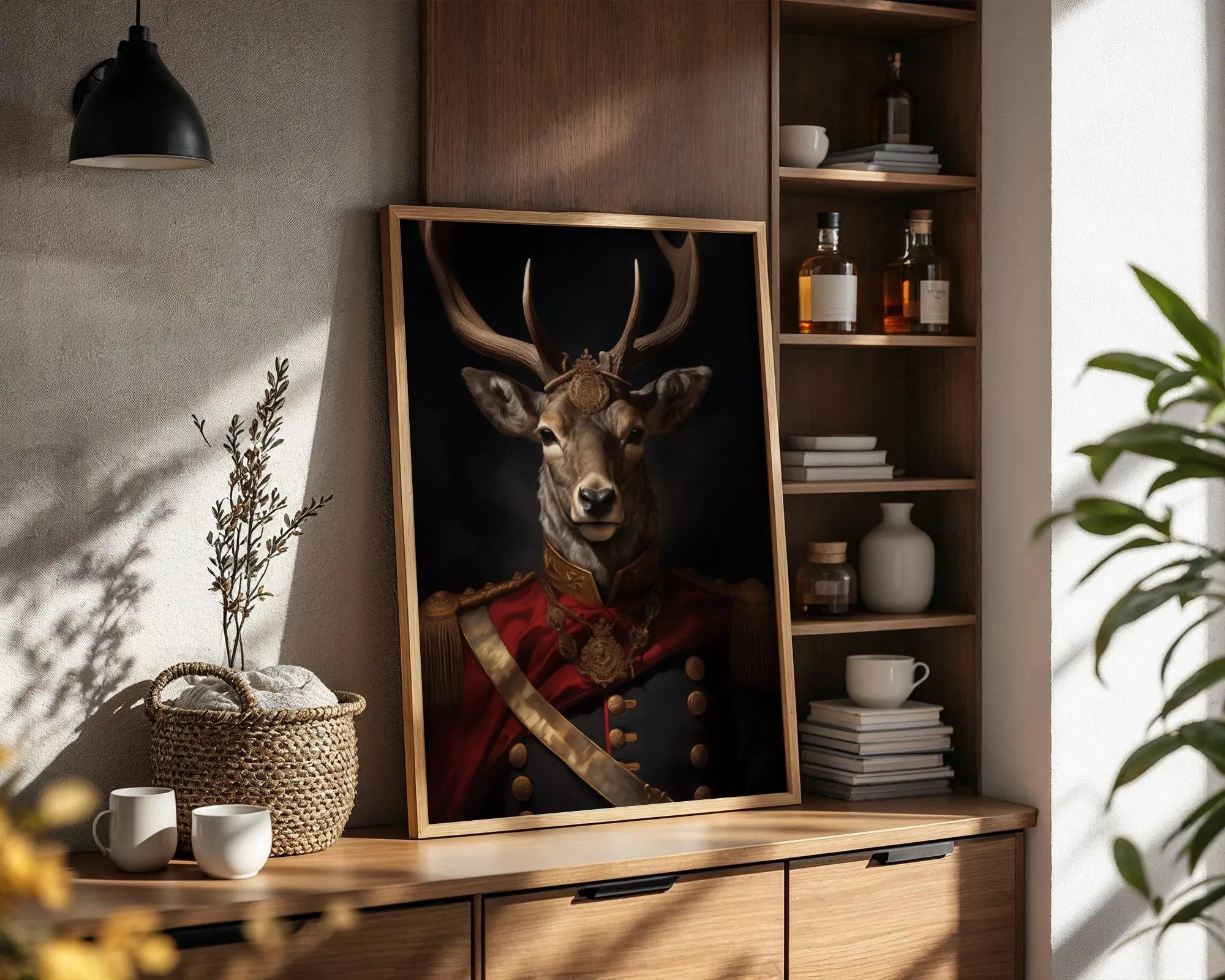 Crowned Stag Portrait Print | Royal Deer Wall Art wall art print, modern home decor, unframed artwork by Nomad & Nest