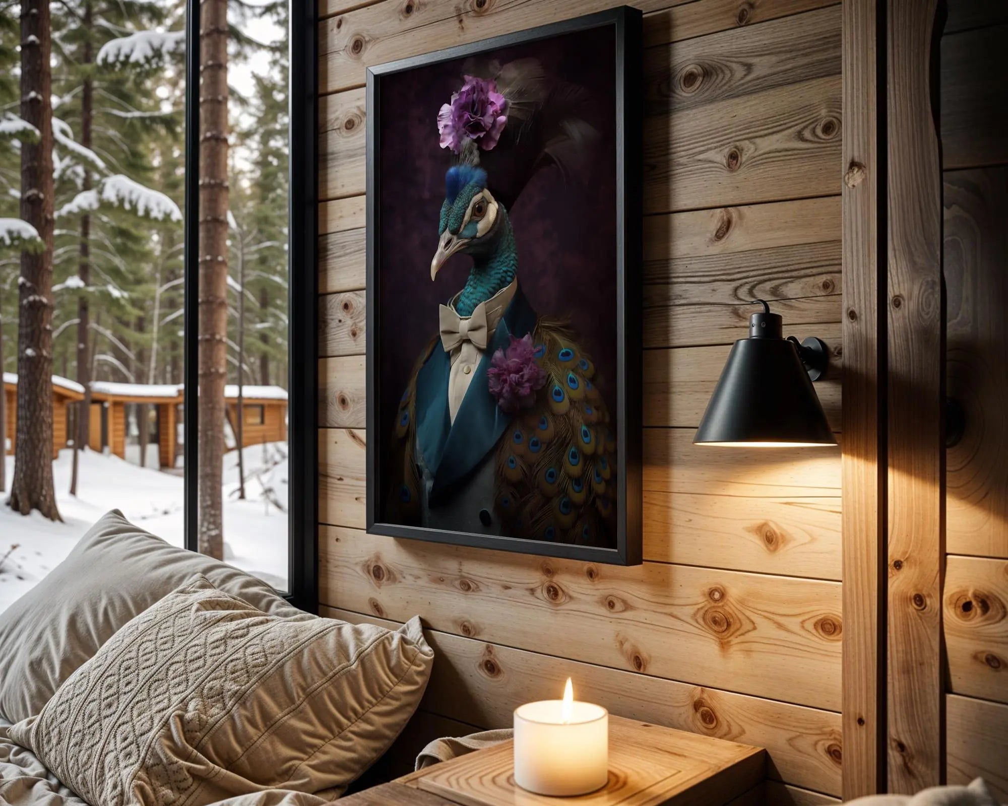 Dapper Peacock Portrait Print | Teal Animal Wall Art wall art print, modern home decor, unframed artwork by Nomad & Nest