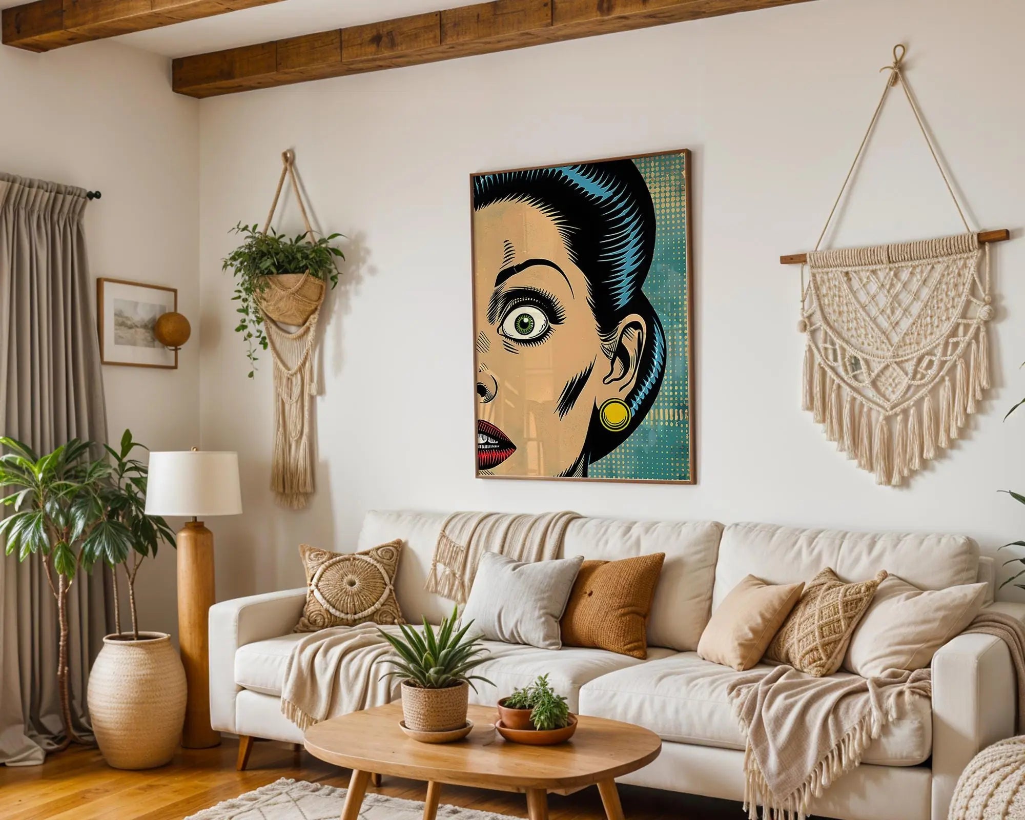 Modern Pop Art | Retro  Woman Portrait Print | Mid-Century Modern Comic Poster wall art print, modern home decor, unframed artwork by Nomad & Nest