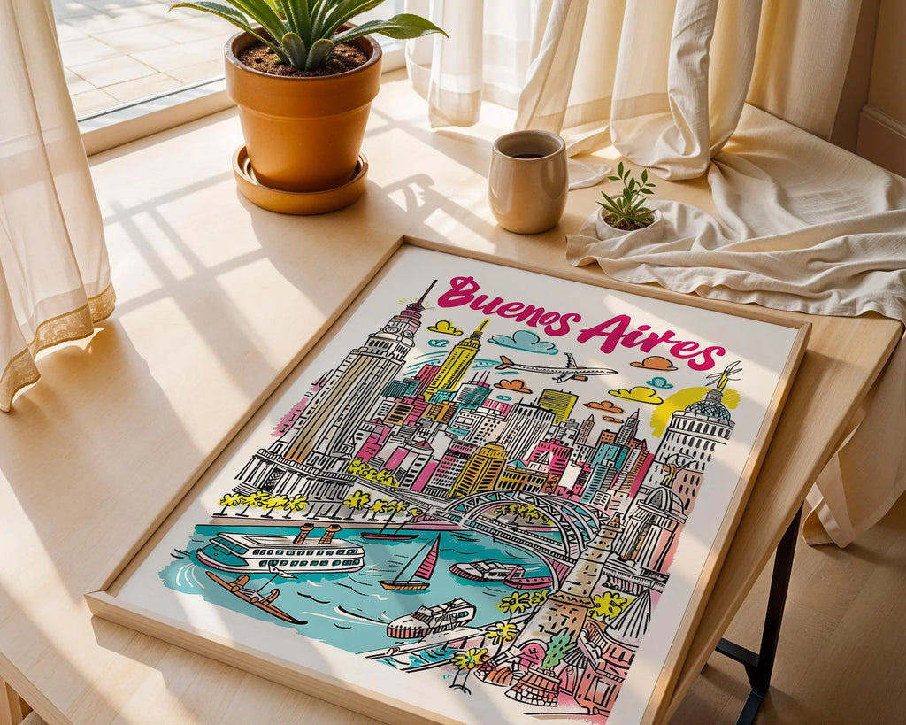 Buenos Aires Skyline Art Print | Argentina Travel Poster wall art print, modern home decor, unframed artwork by Nomad & Nest