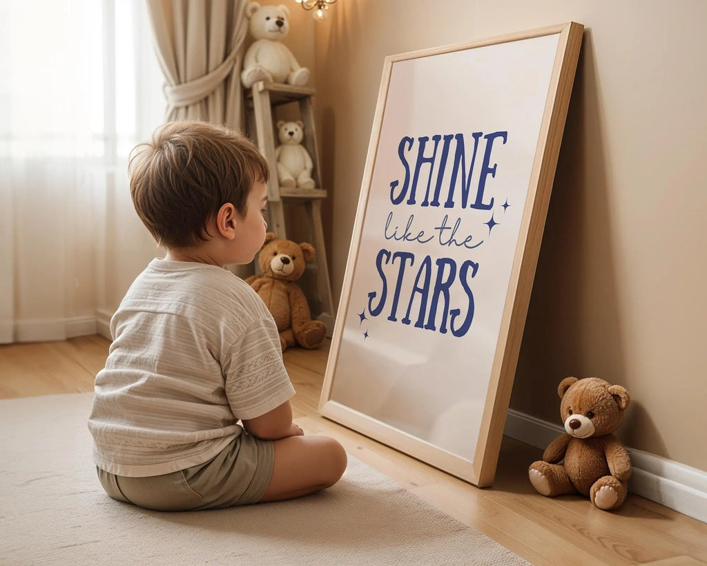 Playroom Ideas | Shine Like The Stars Nursery Wall Art | Celestial Quote Print wall art print, modern home decor, unframed artwork by Nomad & Nest