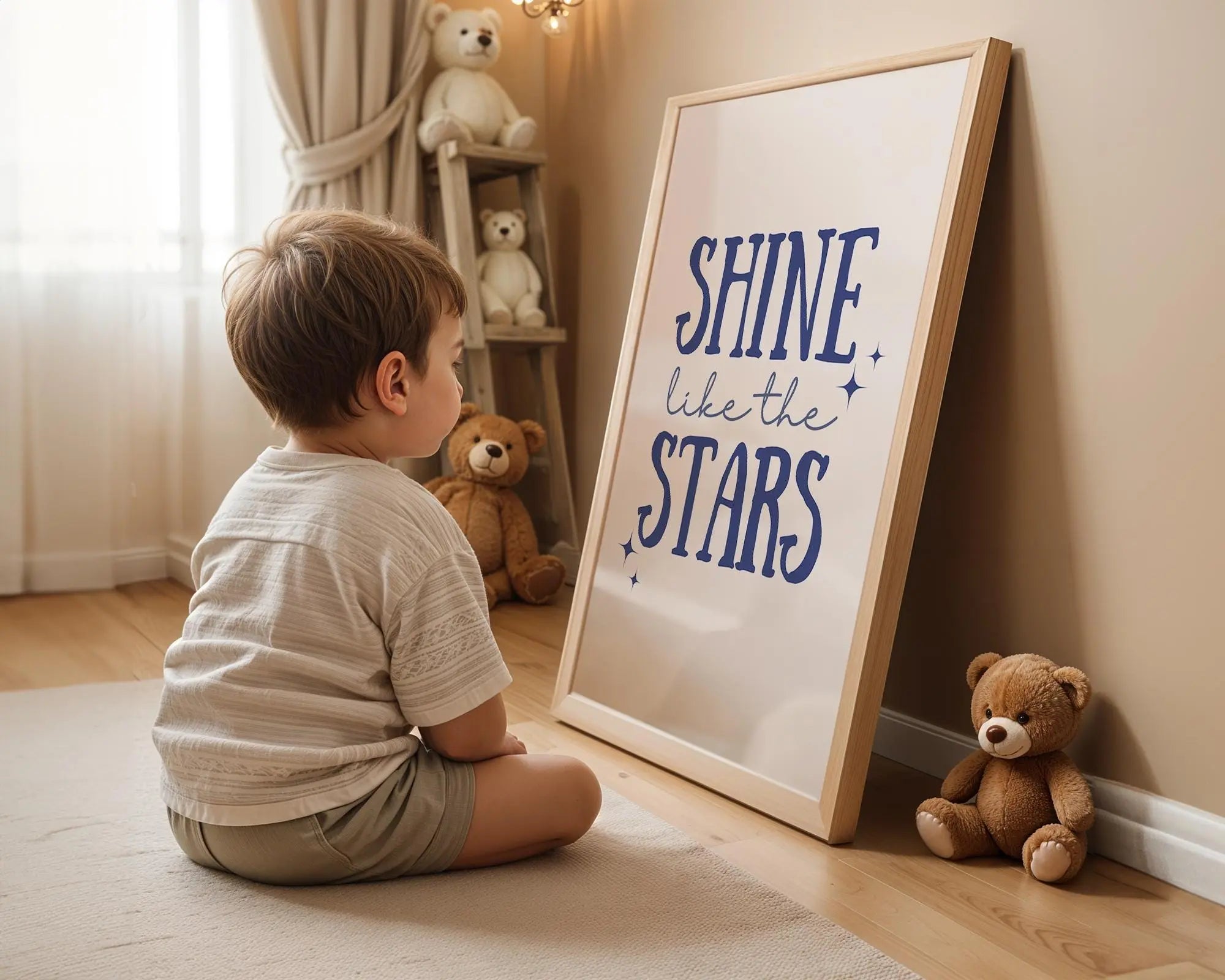 Playroom Ideas | Shine Like The Stars Nursery Wall Art | Celestial Quote Print wall art print, modern home decor, unframed artwork by Nomad & Nest