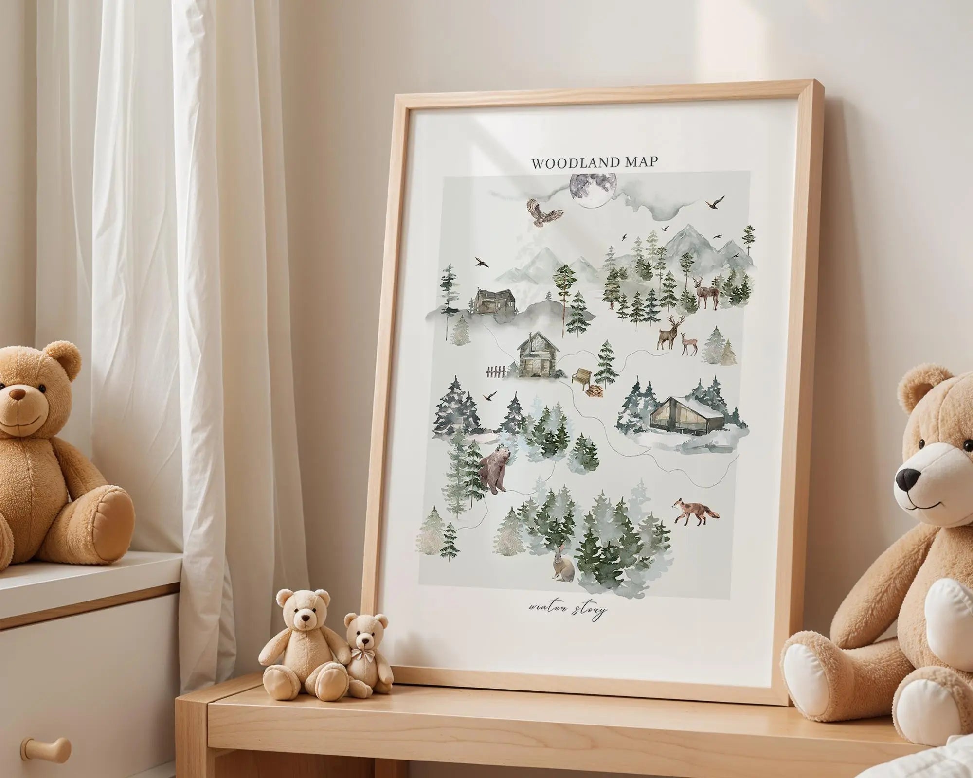 Playroom Ideas | Woodland Map Nursery Wall Art | Forest Animals Adventure Print wall art print, modern home decor, unframed artwork by Nomad & Nest